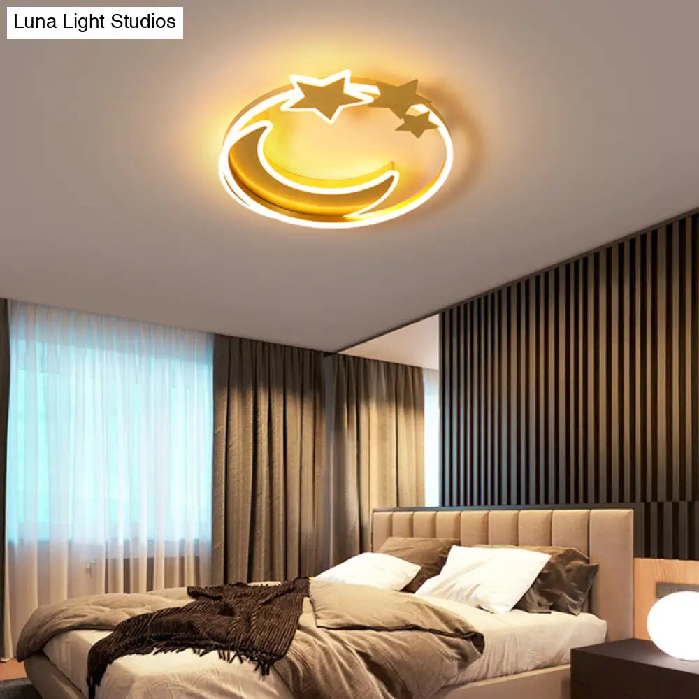DecorBites™ DecorBites™ Cartoon Crescent and Star Flushmount LED Ceiling Light for Kids Bedroom