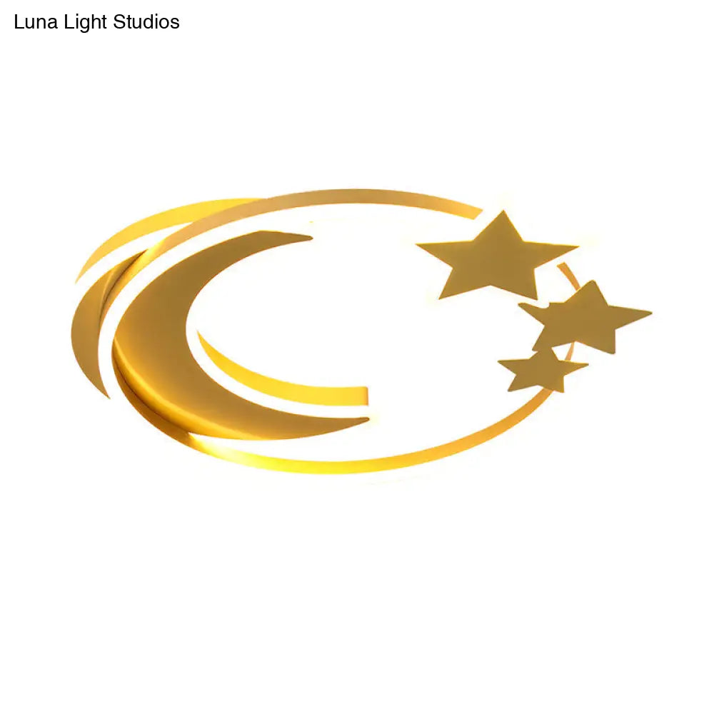 DecorBites™ DecorBites™ Cartoon Crescent and Star Flushmount LED Ceiling Light for Kids Bedroom