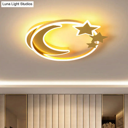 DecorBites™ DecorBites™ Cartoon Crescent and Star Flushmount LED Ceiling Light for Kids Bedroom