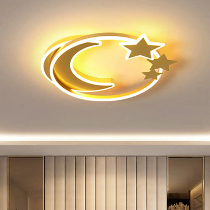 DecorBites™ DecorBites™ Cartoon Crescent and Star Flushmount LED Ceiling Light for Kids Bedroom