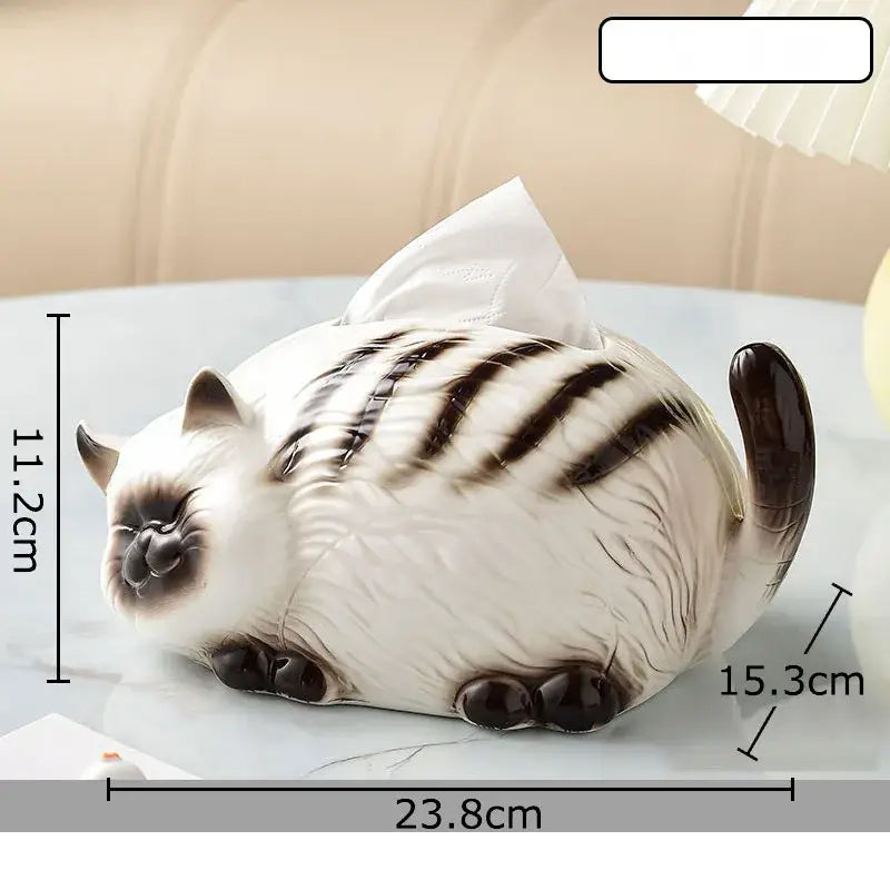 Ceramic tissue box shaped like a sleeping black and white striped cat for decorbites cartoon ginger cat bedroom decor