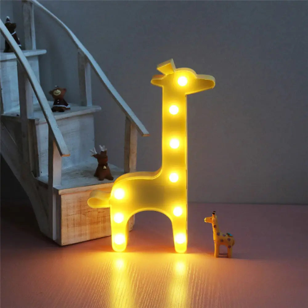 Cartoon Giraffe LED Nightlight for Bedside - Plastic Wall-mounted Nightstand Lamp