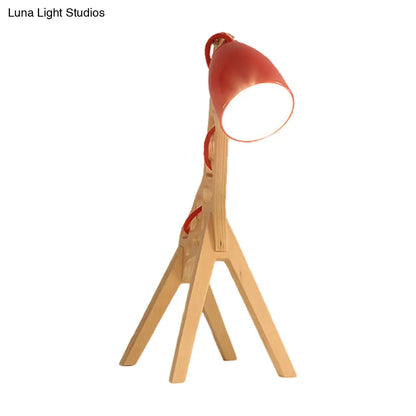 Cartoon Giraffe Night Light Table Lamp - Metal 1-Light with Wood Base in Blue/Red/Green