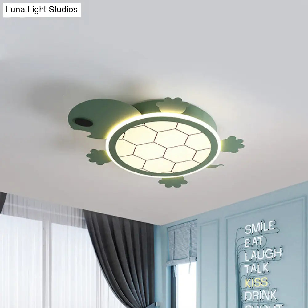 Lámpara de techo DecorBites™ con forma de tortuga LED verde de dibujos animados, de acrílico, para dormitorio infantil. 