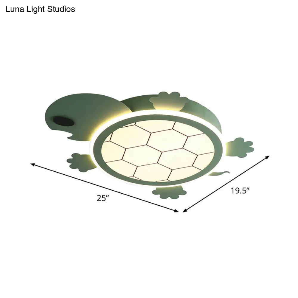 Lámpara de techo DecorBites™ con forma de tortuga LED verde de dibujos animados, de acrílico, para dormitorio infantil. 