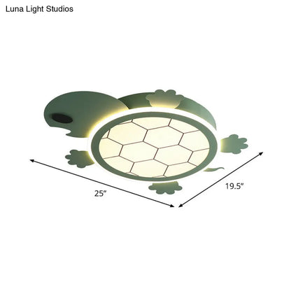 Lámpara de techo DecorBites™ con forma de tortuga LED verde de dibujos animados, de acrílico, para dormitorio infantil. 
