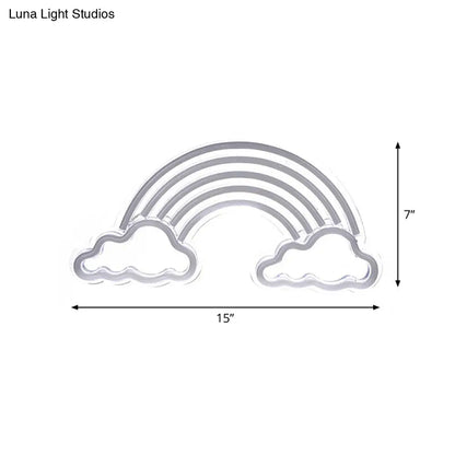 Lámpara de noche LED de dibujos animados con pantalla arcoíris - Iluminación nocturna blanca