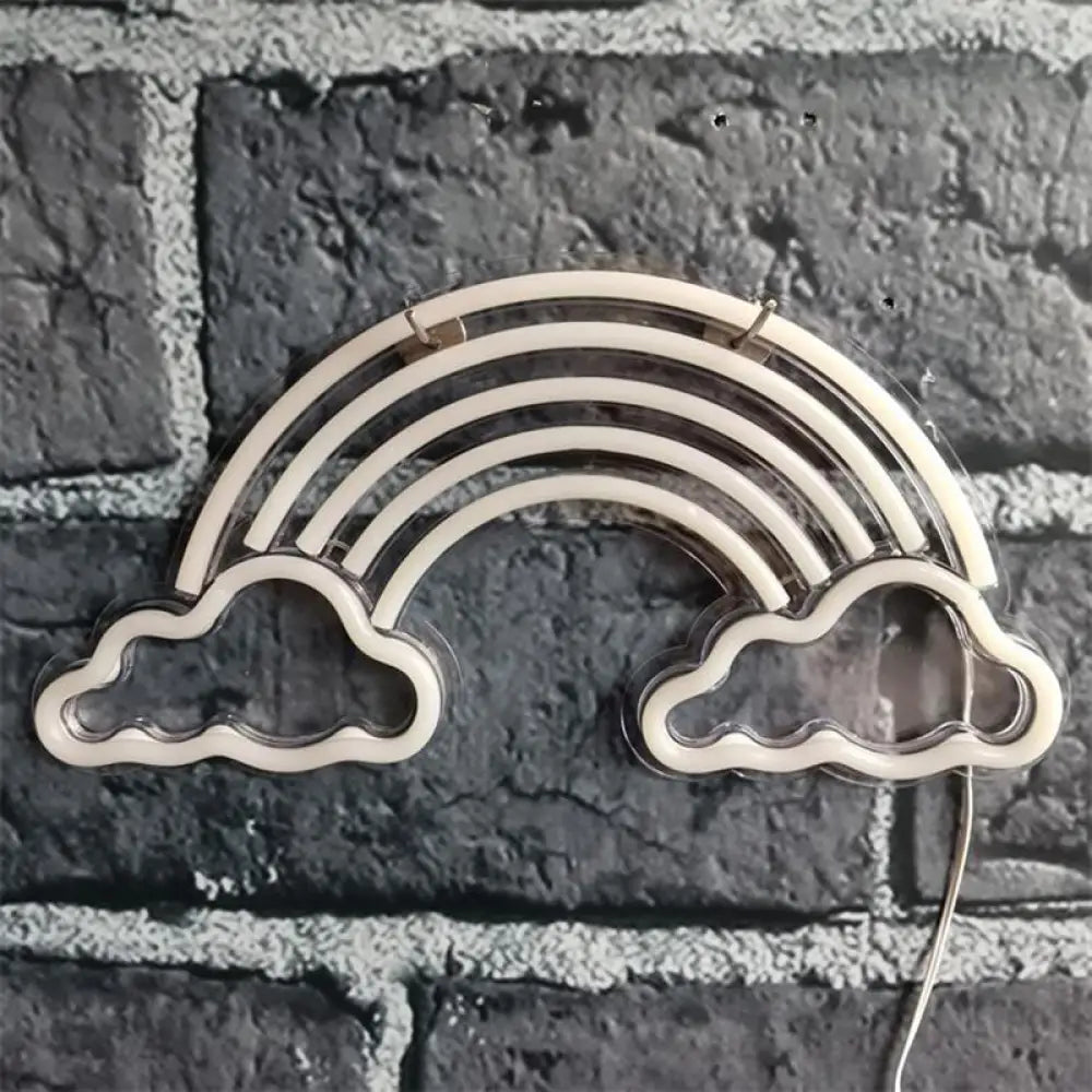 Lámpara de noche LED de dibujos animados con pantalla arcoíris - Iluminación nocturna blanca