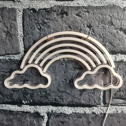 مصباح طاولة غرفة النوم LED الكرتوني مع غطاء قوس قزح - إضاءة ليلية بيضاء