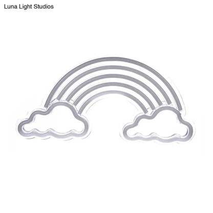 Lámpara de noche LED de dibujos animados con pantalla arcoíris - Iluminación nocturna blanca