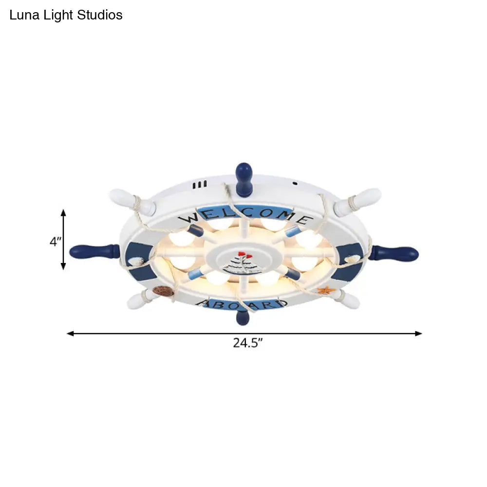 DecorBites™ Cartoon LED Ceiling Light: Stylish Pink/White Rudder Design for Bedroom