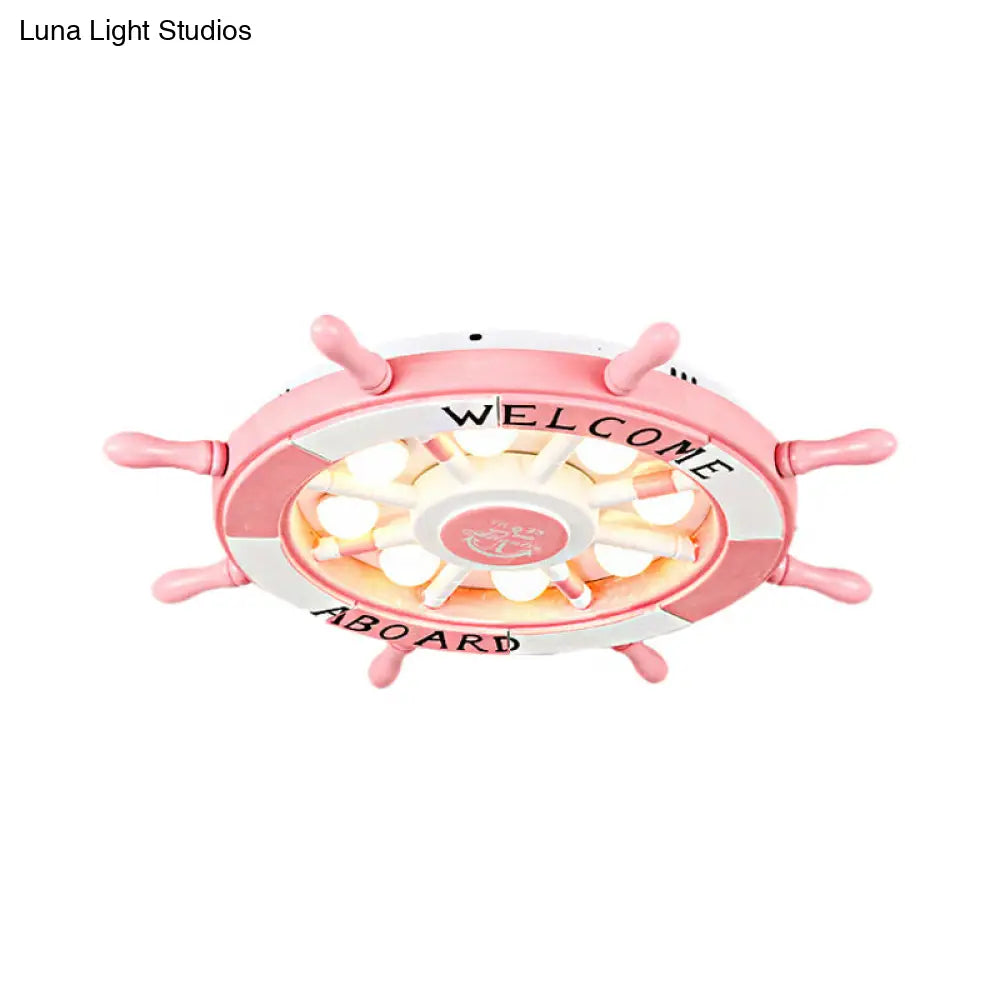 DecorBites™ Cartoon LED Ceiling Light: Stylish Pink/White Rudder Design for Bedroom