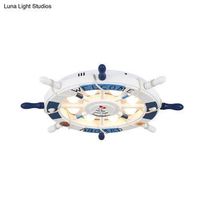 DecorBites™ Cartoon LED Ceiling Light: Stylish Pink/White Rudder Design for Bedroom