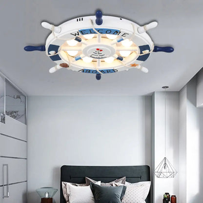 DecorBites™ Cartoon LED Ceiling Light: Stylish Pink/White Rudder Design for Bedroom