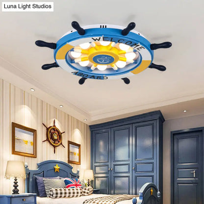 DecorBites™ Cartoon LED Ceiling Light: Stylish Pink/White Rudder Design for Bedroom