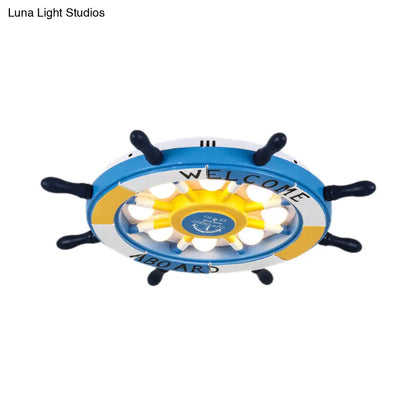 DecorBites™ Cartoon LED Ceiling Light: Stylish Pink/White Rudder Design for Bedroom