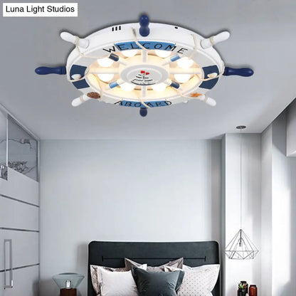 DecorBites™ Cartoon LED Ceiling Light: Stylish Pink/White Rudder Design for Bedroom