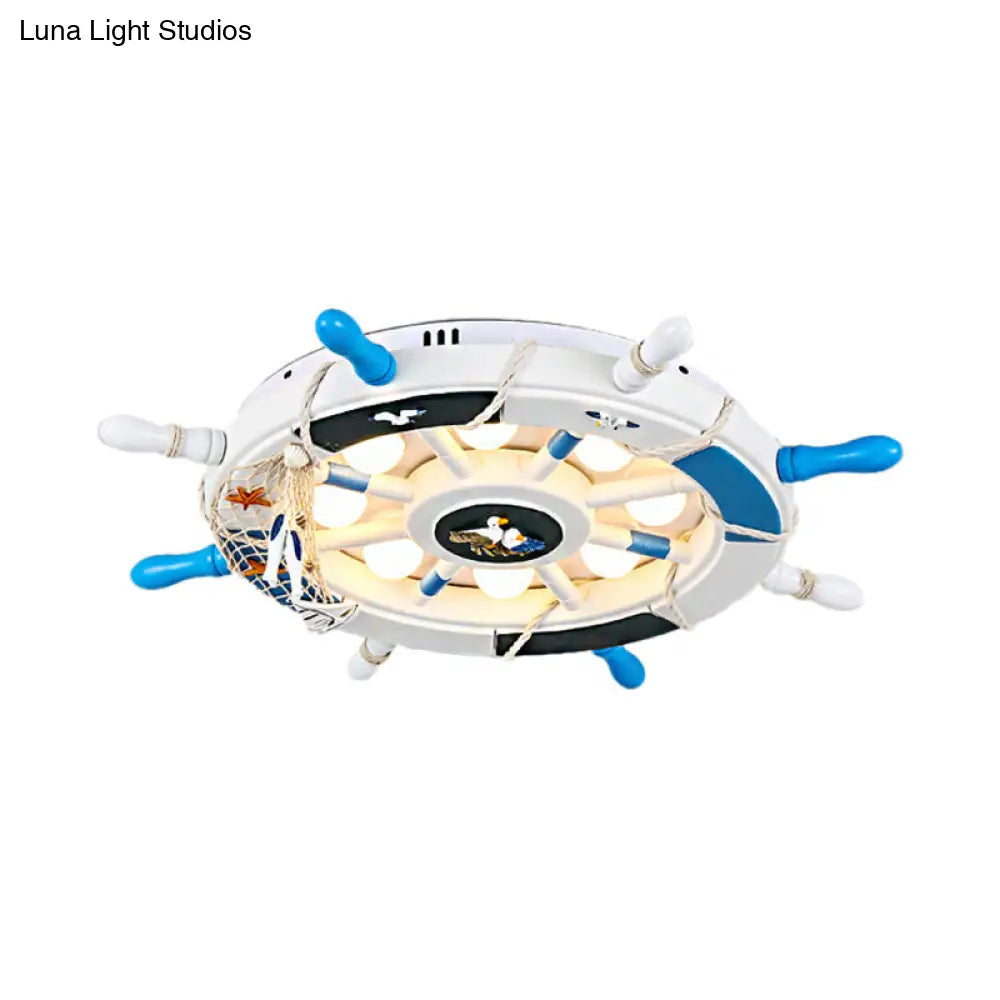 DecorBites™ Cartoon LED Ceiling Light: Stylish Pink/White Rudder Design for Bedroom