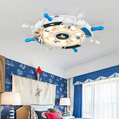 DecorBites™ Cartoon LED Ceiling Light: Stylish Pink/White Rudder Design for Bedroom
