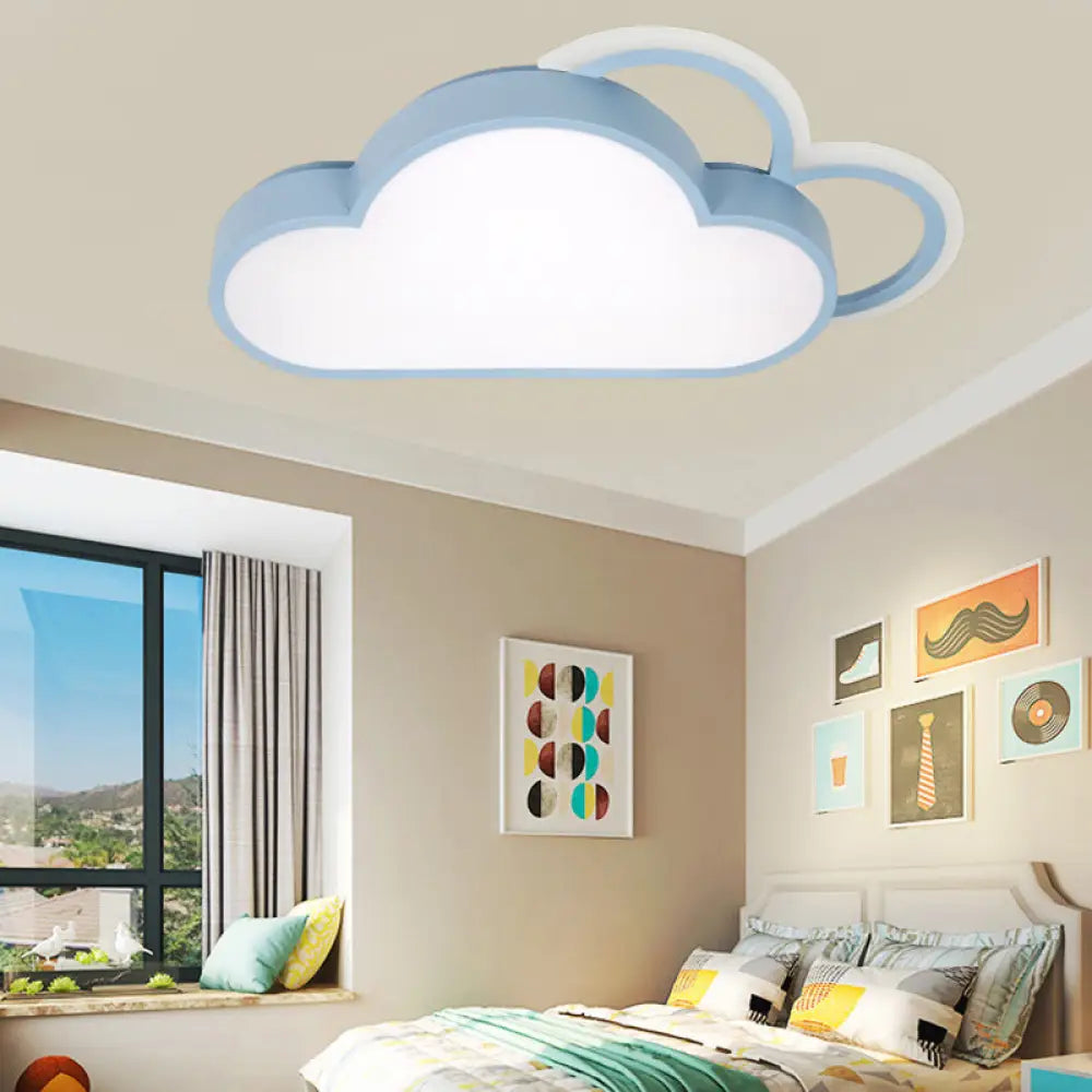 DecorBites™ Cartoon LED Cloud Flushmount Lighting: Blue/Pink Stylish Ceiling Fixture in Warm/White Light