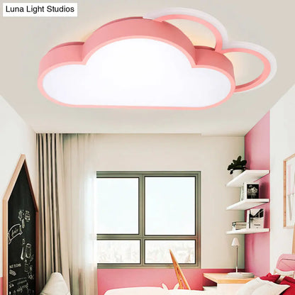 DecorBites™ Cartoon LED Cloud Flushmount Lighting: Blue/Pink Stylish Ceiling Fixture in Warm/White Light