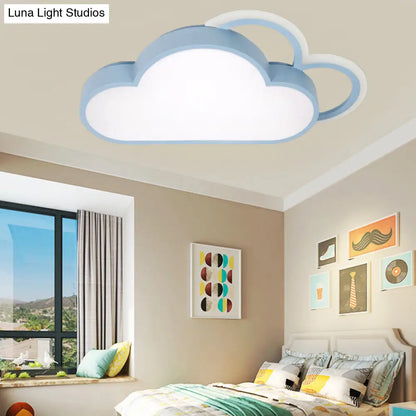 DecorBites™ Cartoon LED Cloud Flushmount Lighting: Blue/Pink Stylish Ceiling Fixture in Warm/White Light