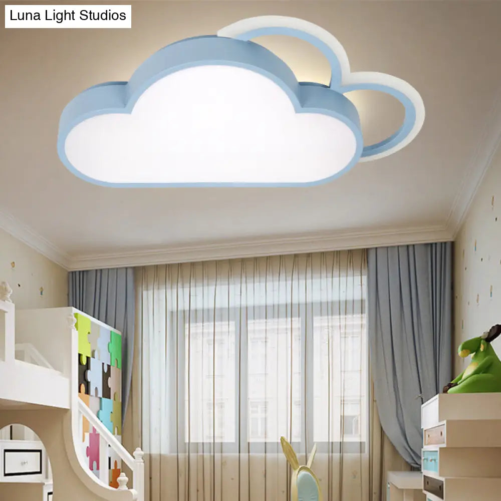 DecorBites™ Cartoon LED Cloud Flushmount Lighting: Blue/Pink Stylish Ceiling Fixture in Warm/White Light