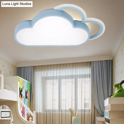 DecorBites™ Cartoon LED Cloud Flushmount Lighting: Blue/Pink Stylish Ceiling Fixture in Warm/White Light