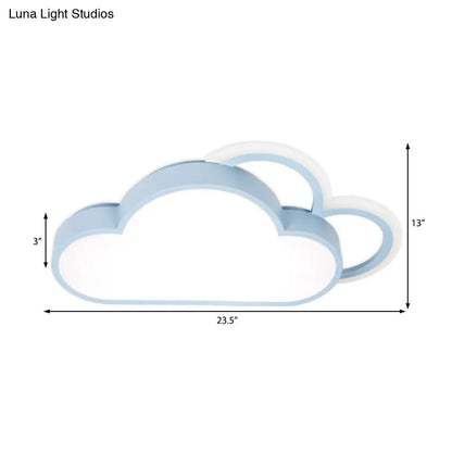 DecorBites™ Cartoon LED Cloud Flushmount Lighting: Blue/Pink Stylish Ceiling Fixture in Warm/White Light