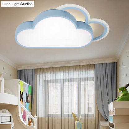 DecorBites™ Cartoon LED Cloud Flushmount Lighting: Blue/Pink Stylish Ceiling Fixture in Warm/White Light