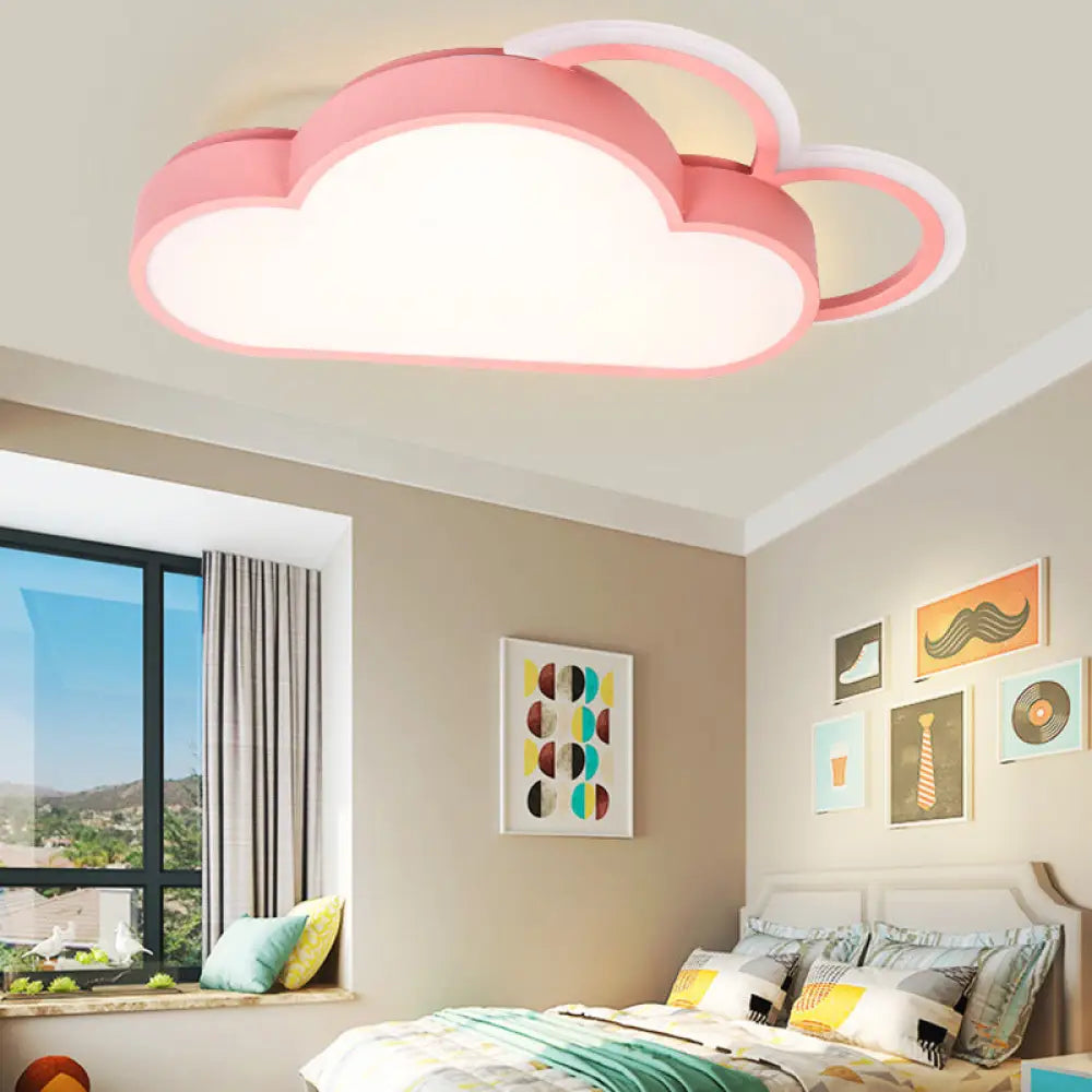 DecorBites™ Cartoon LED Cloud Flushmount Lighting: Blue/Pink Stylish Ceiling Fixture in Warm/White Light