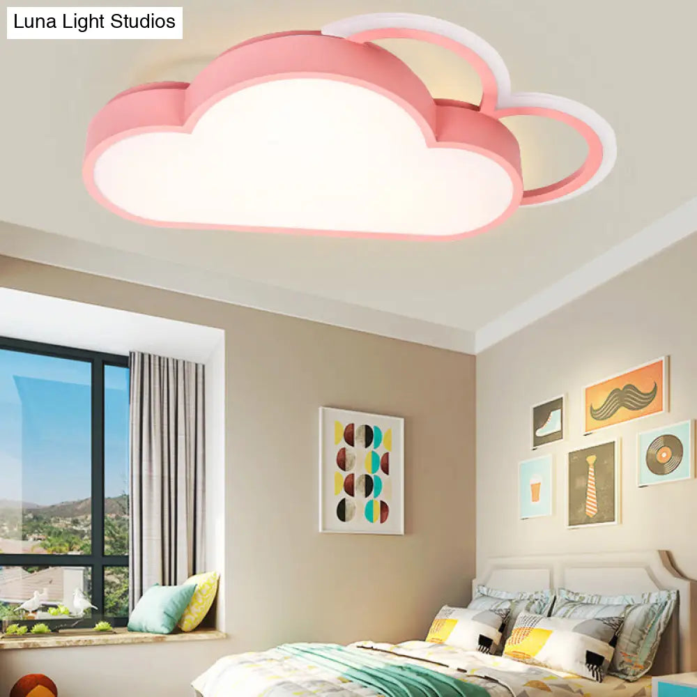 DecorBites™ Cartoon LED Cloud Flushmount Lighting: Blue/Pink Stylish Ceiling Fixture in Warm/White Light