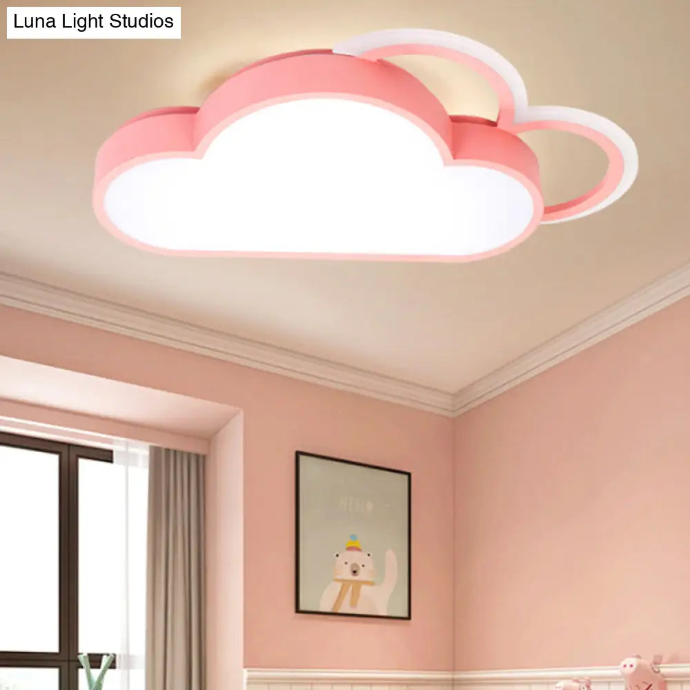 DecorBites™ Cartoon LED Cloud Flushmount Lighting: Blue/Pink Stylish Ceiling Fixture in Warm/White Light