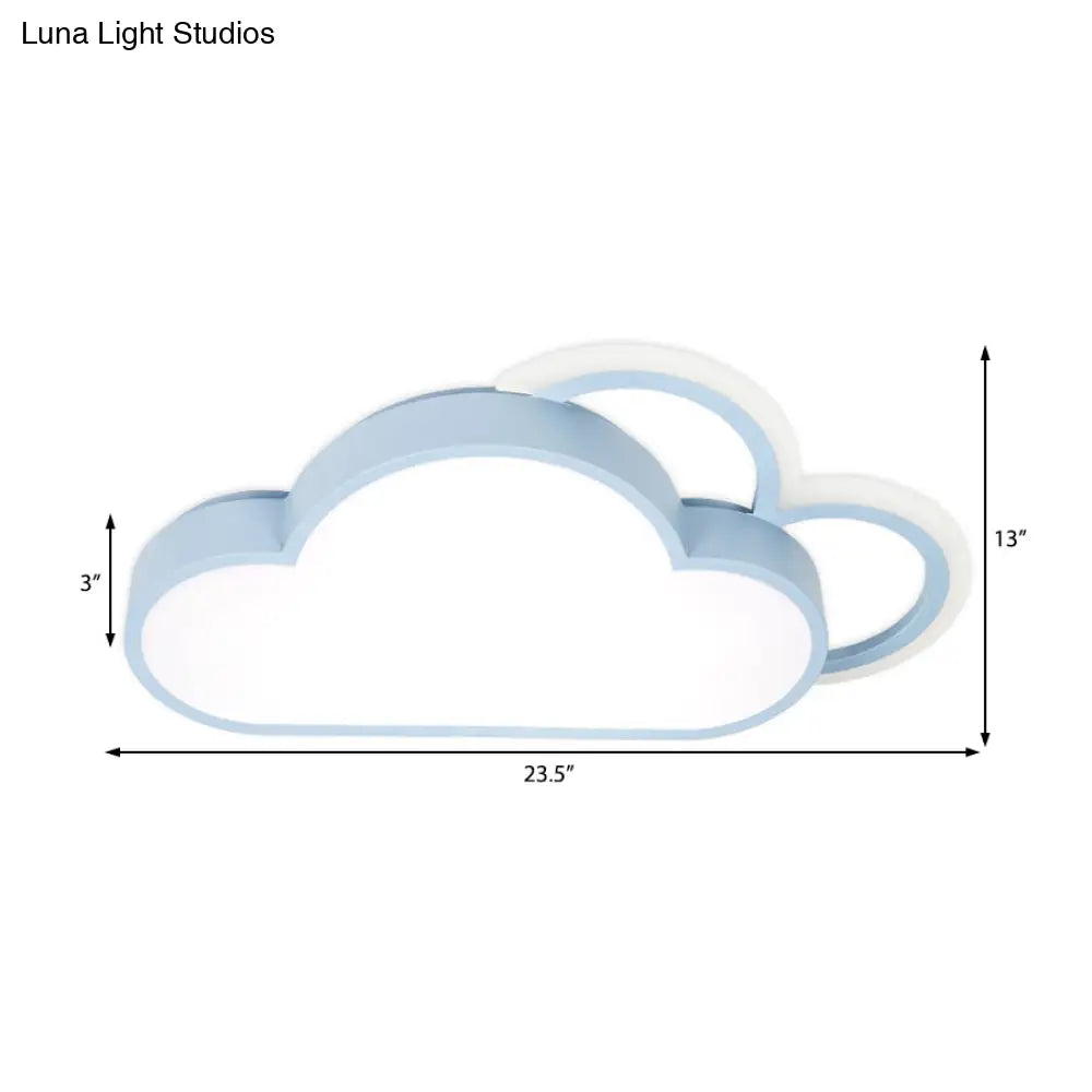 DecorBites™ Cartoon LED Cloud Flushmount Lighting: Blue/Pink Stylish Ceiling Fixture in Warm/White Light