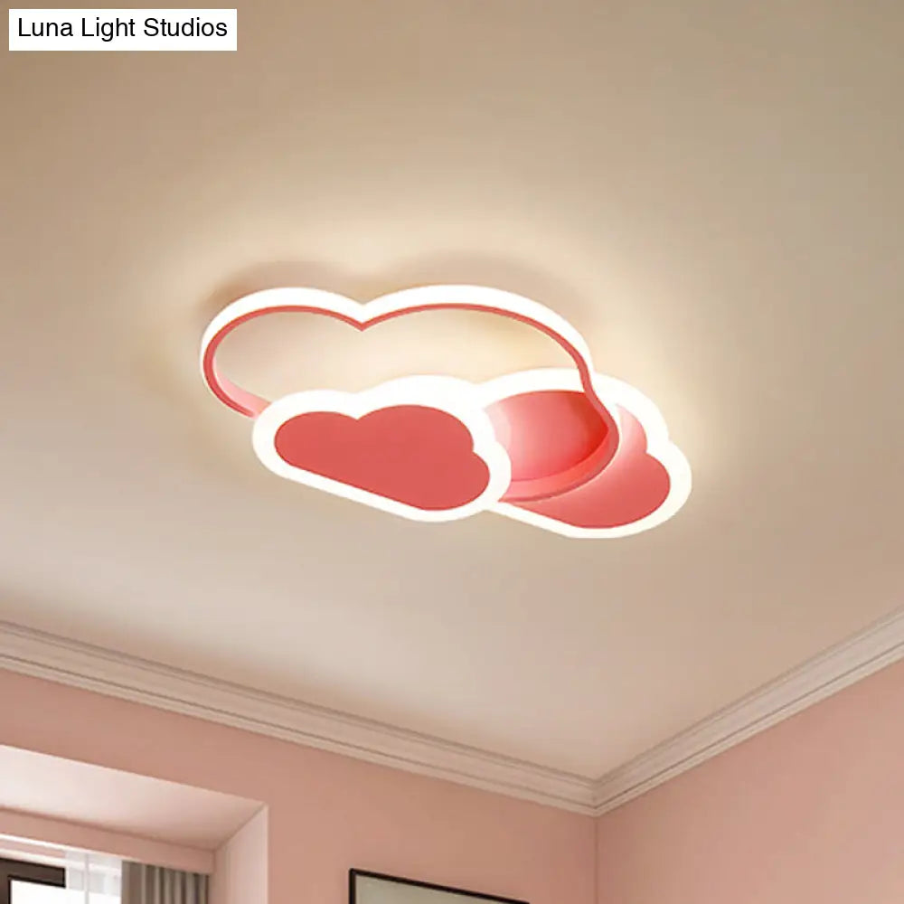 Lámpara de techo LED empotrada DecorBites™ con diseño de dibujos animados - Acrílico efecto nube, luz blanca/rosa, luz cálida/blanca - Ideal para dormitorio - 42 cm/52 cm de ancho