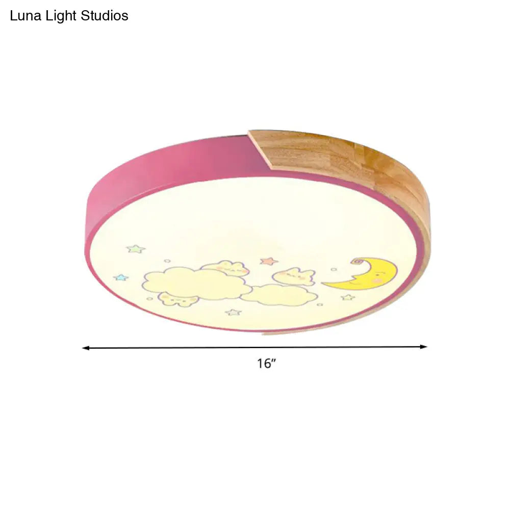 DecorBites™ Cartoon LED Flush Ceiling Light Fixture for Kindergartens - Round Acrylic LED Ceiling Light