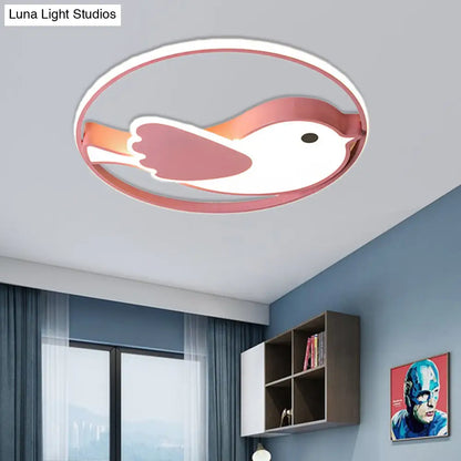 DecorBites™ Cartoon LED Flush Mount Lamp: Pink Acrylic Shade, Bedroom Lighting - 18"/21.5" Diameter