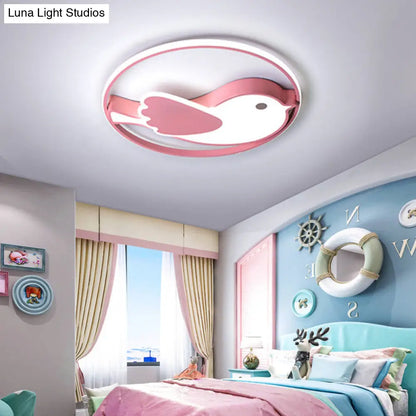 DecorBites™ Cartoon LED Flush Mount Lamp: Pink Acrylic Shade, Bedroom Lighting - 18"/21.5" Diameter