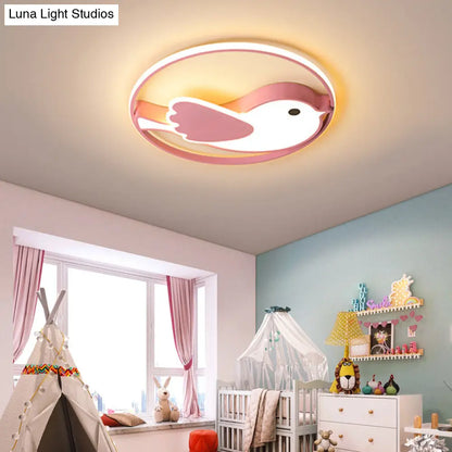DecorBites™ Cartoon LED Flush Mount Lamp: Pink Acrylic Shade, Bedroom Lighting - 18"/21.5" Diameter