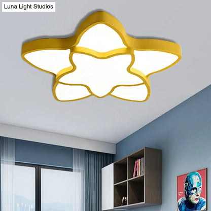 DecorBites™ DecorBites™ Cartoon LED Flush Mount Light: مصباح سقف أكريليك نابض بالحياة ذو نجمتين للممر وغرفة نوم الأطفال