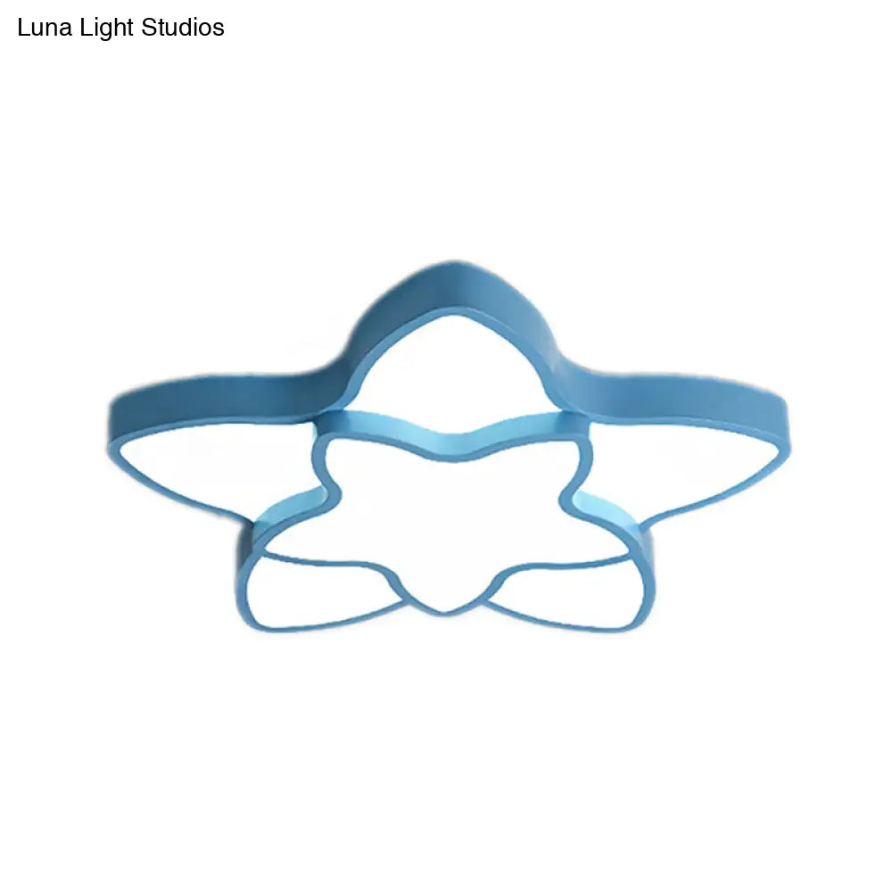 DecorBites™ DecorBites™ Cartoon LED Flush Mount Light: مصباح سقف أكريليك نابض بالحياة ذو نجمتين للممر وغرفة نوم الأطفال