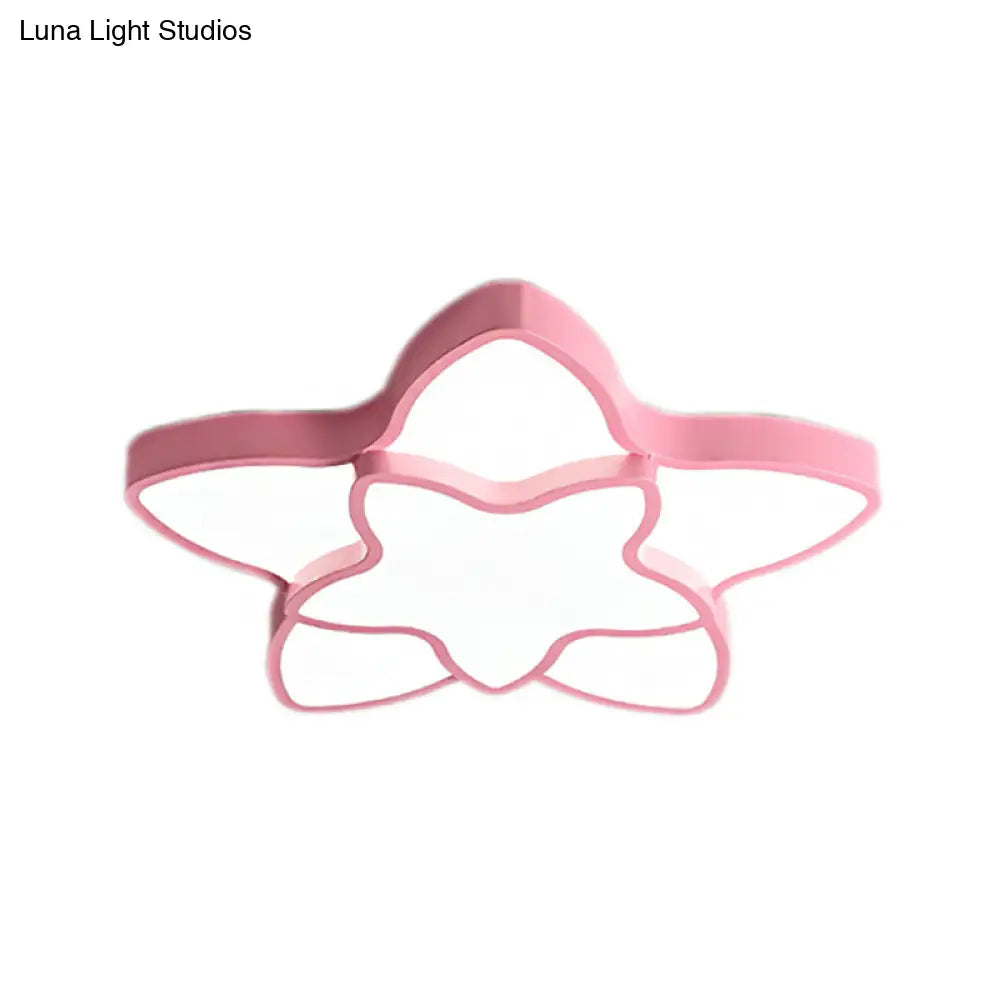 DecorBites™ DecorBites™ Cartoon LED Flush Mount Light: مصباح سقف أكريليك نابض بالحياة ذو نجمتين للممر وغرفة نوم الأطفال