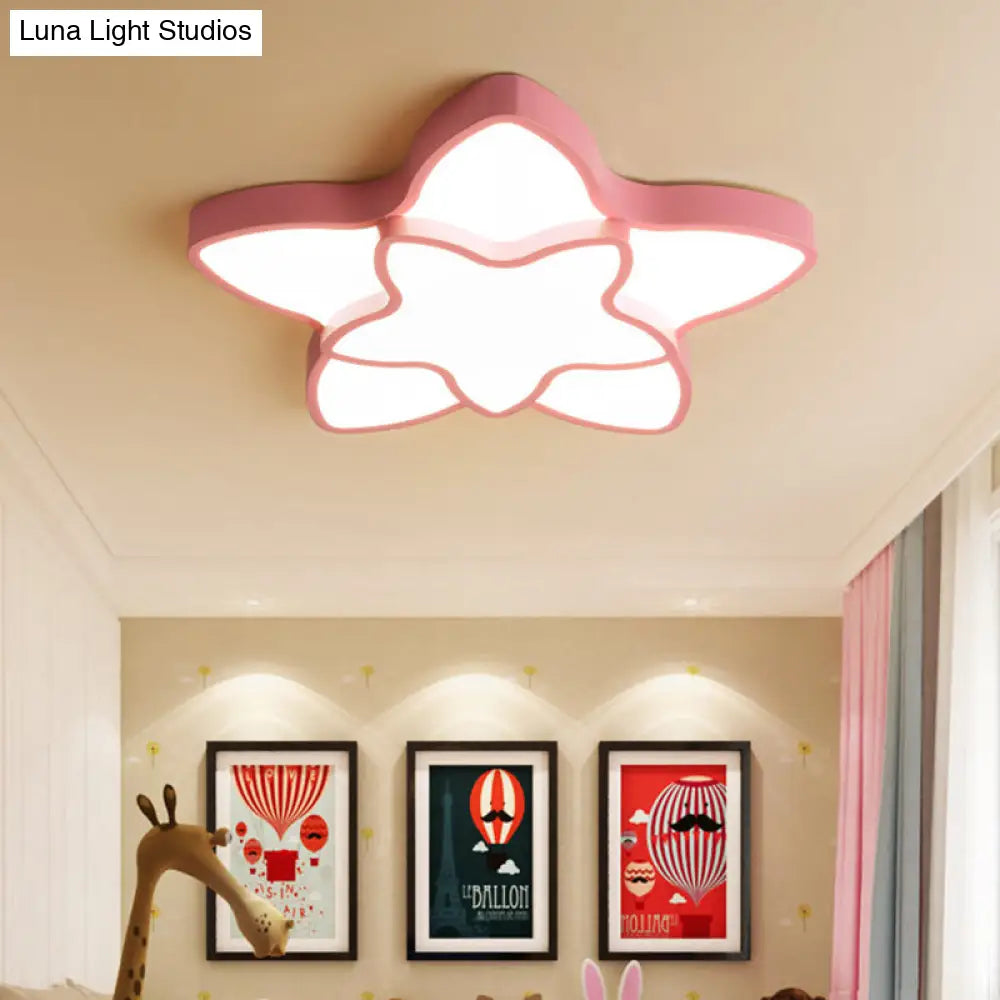 DecorBites™ DecorBites™ Cartoon LED Flush Mount Light: مصباح سقف أكريليك نابض بالحياة ذو نجمتين للممر وغرفة نوم الأطفال