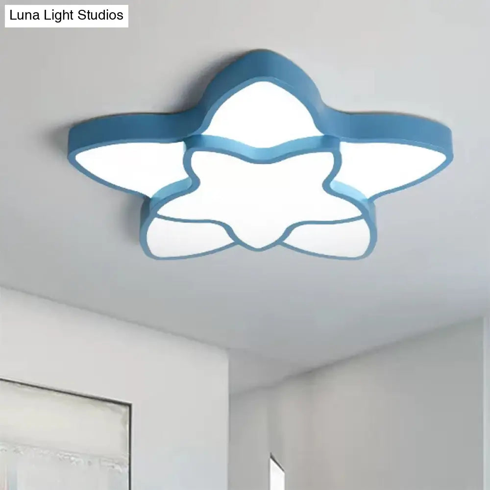 DecorBites™ DecorBites™ Cartoon LED Flush Mount Light: مصباح سقف أكريليك نابض بالحياة ذو نجمتين للممر وغرفة نوم الأطفال