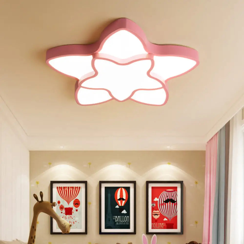 DecorBites™ DecorBites™ Cartoon LED Flush Mount Light: مصباح سقف أكريليك نابض بالحياة ذو نجمتين للممر وغرفة نوم الأطفال