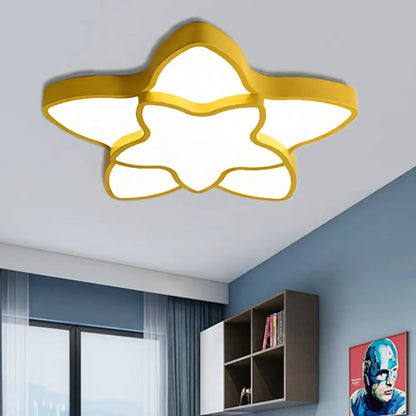 DecorBites™ DecorBites™ Cartoon LED Flush Mount Light: مصباح سقف أكريليك نابض بالحياة ذو نجمتين للممر وغرفة نوم الأطفال