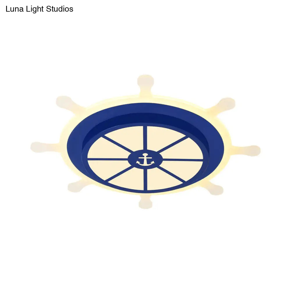 DecorBites™ Cartoon LED Flush Pendant Light with Acrylic Rudder Shade - Blue, White/3 Color Light