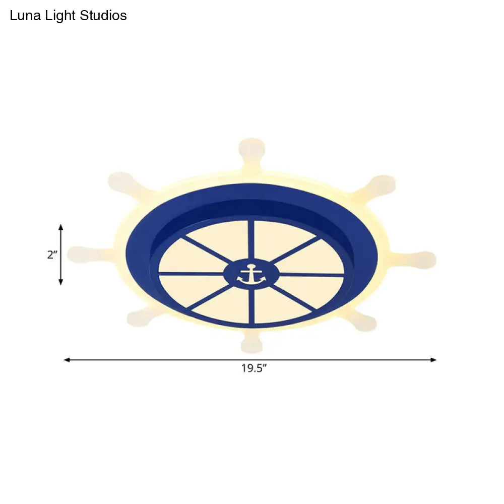 DecorBites™ Cartoon LED Flush Pendant Light with Acrylic Rudder Shade - Blue, White/3 Color Light