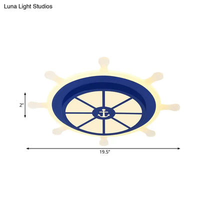 DecorBites™ Cartoon LED Flush Pendant Light with Acrylic Rudder Shade - Blue, White/3 Color Light