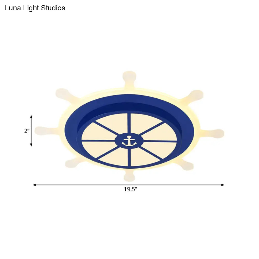 DecorBites™ Cartoon LED Flush Pendant Light with Acrylic Rudder Shade - Blue, White/3 Color Light